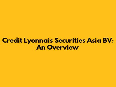 Credit Lyonnais Securities Asia BV: An Overview