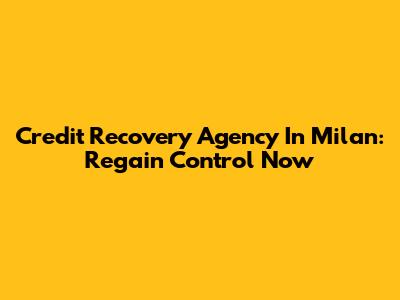 Credit Recovery Agency In Milan: Regain Control Now