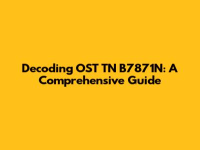 Decoding OST TN B7871N: A Comprehensive Guide