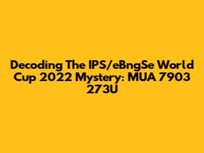 Decoding The IPS/eBngSe World Cup 2022 Mystery: MUA 7903 273U