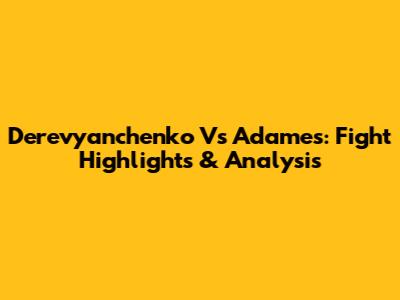 Derevyanchenko Vs Adames: Fight Highlights & Analysis