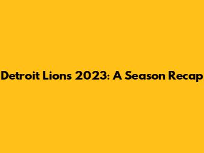Detroit Lions 2023: A Season Recap