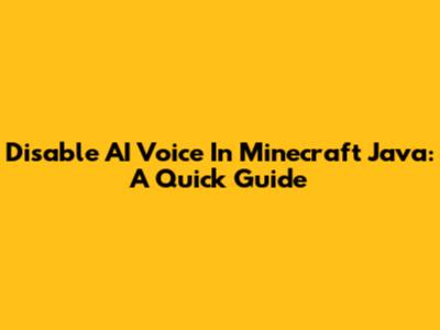 Disable AI Voice In Minecraft Java: A Quick Guide