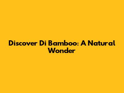 Discover Di Bamboo: A Natural Wonder