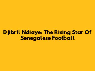 Djibril Ndiaye: The Rising Star Of Senegalese Football