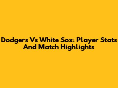 Dodgers Vs White Sox: Player Stats And Match Highlights