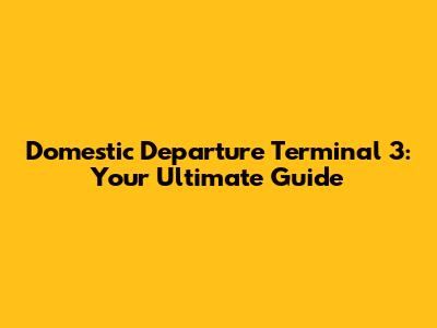 Domestic Departure Terminal 3: Your Ultimate Guide