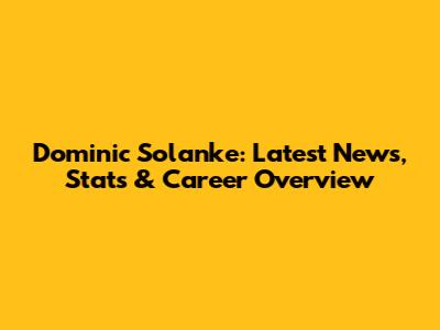 Dominic Solanke: Latest News, Stats & Career Overview
