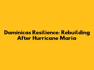 Dominica's Resilience: Rebuilding After Hurricane Maria