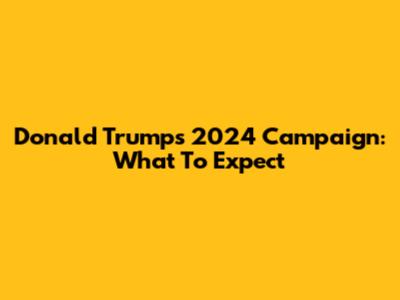 Donald Trump's 2024 Campaign: What To Expect
