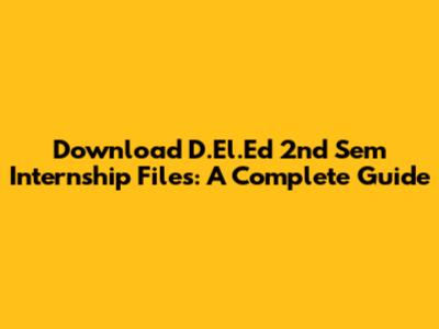 Download D.El.Ed 2nd Sem Internship Files: A Complete Guide