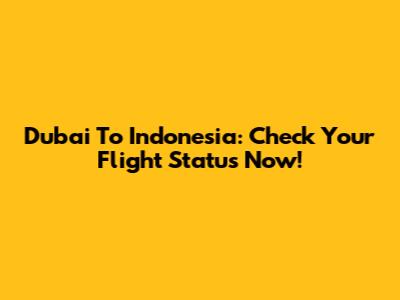 Dubai To Indonesia: Check Your Flight Status Now!
