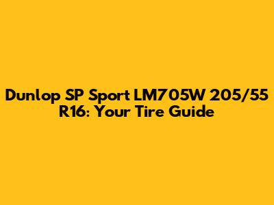 Dunlop SP Sport LM705W 205/55 R16: Your Tire Guide