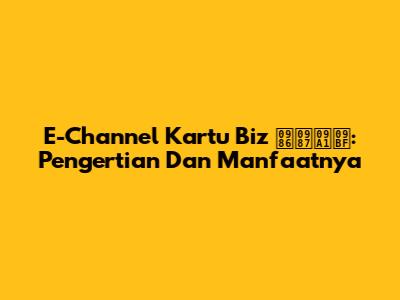 E-Channel Kartu Biz আইডি: Pengertian Dan Manfaatnya