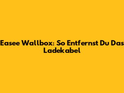 Easee Wallbox: So Entfernst Du Das Ladekabel