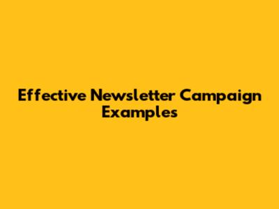 Effective Newsletter Campaign Examples