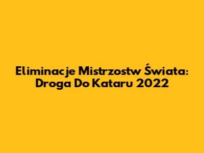 Eliminacje Mistrzostw Świata: Droga Do Kataru 2022