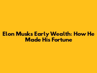 Elon Musk's Early Wealth: How He Made His Fortune