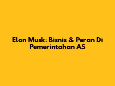 Elon Musk: Bisnis & Peran Di Pemerintahan AS