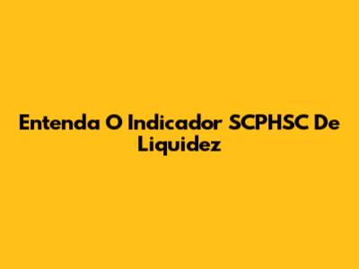 Entenda O Indicador SCPHSC De Liquidez