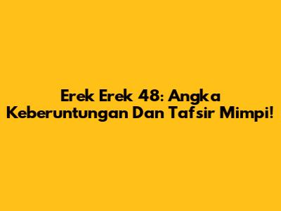 Erek Erek 48: Angka Keberuntungan Dan Tafsir Mimpi!