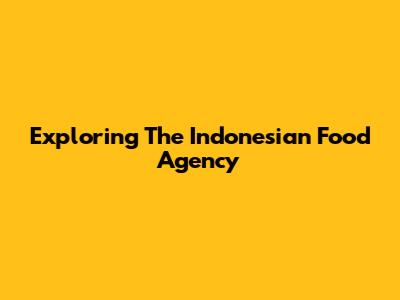 Exploring The Indonesian Food Agency