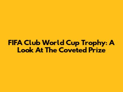FIFA Club World Cup Trophy: A Look At The Coveted Prize