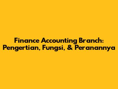 Finance Accounting Branch: Pengertian, Fungsi, & Peranannya