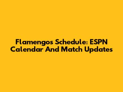 Flamengo's Schedule: ESPN Calendar And Match Updates