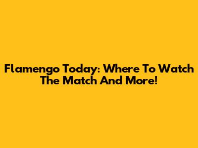 Flamengo Today: Where To Watch The Match And More!