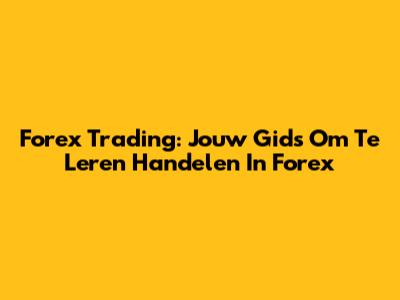 Forex Trading: Jouw Gids Om Te Leren Handelen In Forex