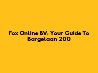 Fox Online BV: Your Guide To Bargelaan 200