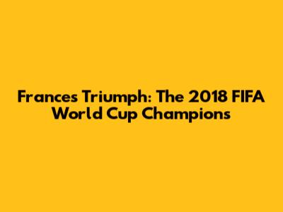 France's Triumph: The 2018 FIFA World Cup Champions