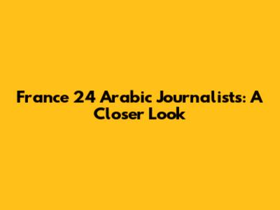 France 24 Arabic Journalists: A Closer Look