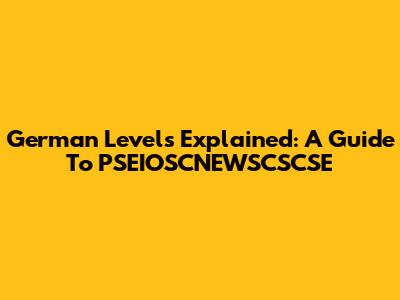 German Levels Explained: A Guide To PSEIOSCNEWSCSCSE