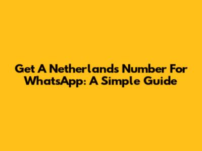 Get A Netherlands Number For WhatsApp: A Simple Guide