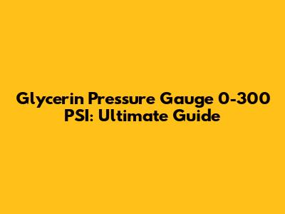 Glycerin Pressure Gauge 0-300 PSI: Ultimate Guide
