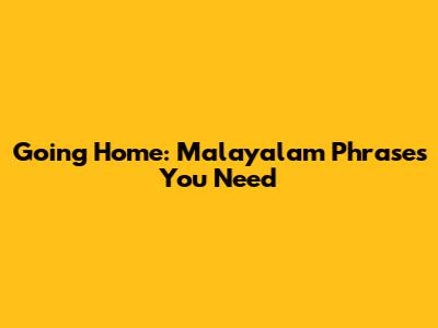 Going Home: Malayalam Phrases You Need