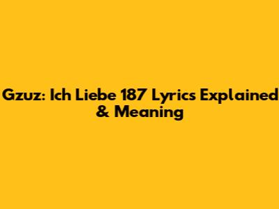 Gzuz: 'Ich Liebe 187' Lyrics Explained & Meaning