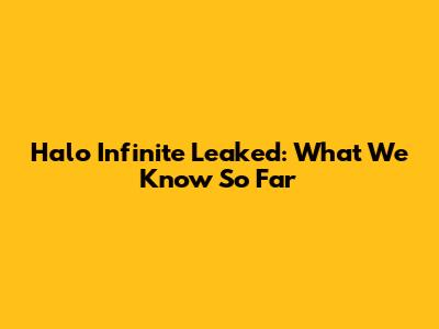 Halo Infinite Leaked: What We Know So Far