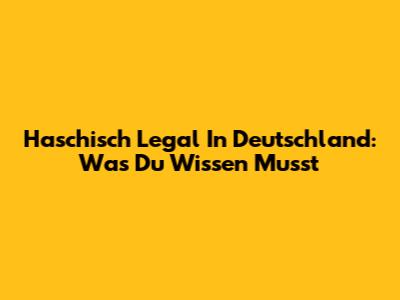 Haschisch Legal In Deutschland: Was Du Wissen Musst