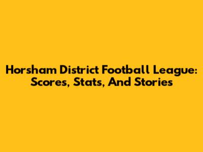 Horsham District Football League: Scores, Stats, And Stories