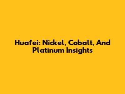 Huafei: Nickel, Cobalt, And Platinum Insights