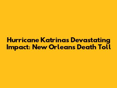 Hurricane Katrina's Devastating Impact: New Orleans Death Toll