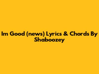 I'm Good (news) Lyrics & Chords By Shaboozey
