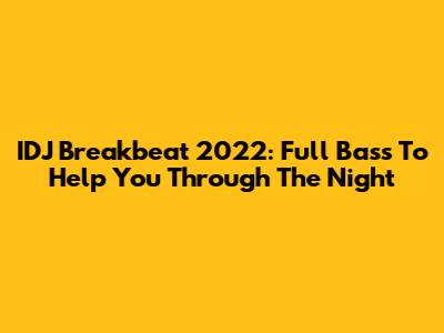 IDJ Breakbeat 2022: Full Bass To Help You Through The Night