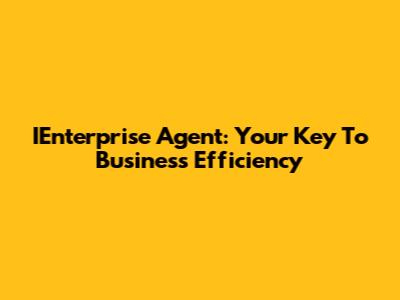 IEnterprise Agent: Your Key To Business Efficiency