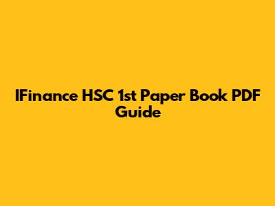 IFinance HSC 1st Paper Book PDF Guide