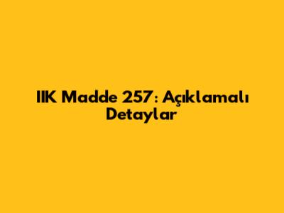 IIK Madde 257: Açıklamalı Detaylar