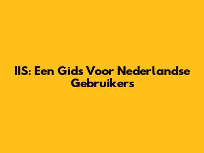 IIS: Een Gids Voor Nederlandse Gebruikers